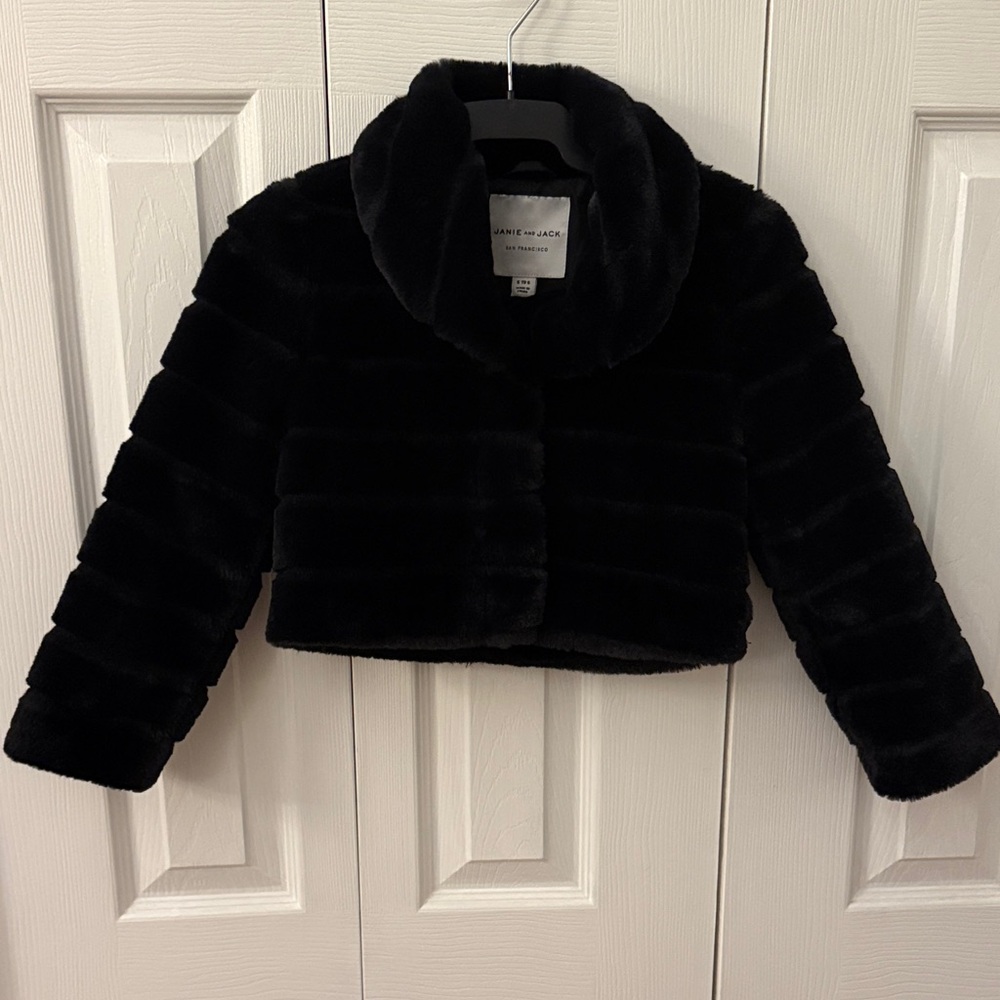 Janie and Jack Black Coat Girls Size 5 Years